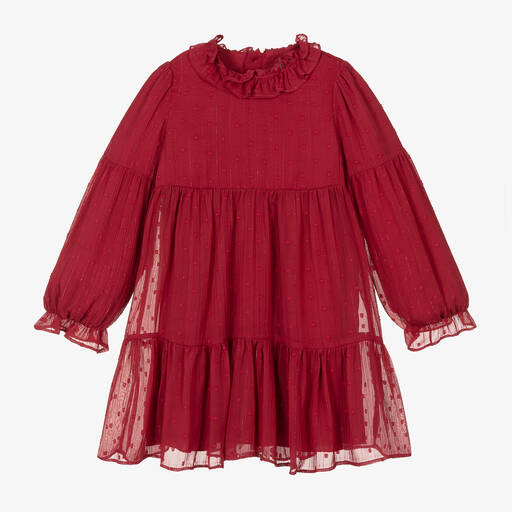 Abel & Lula-Rotes Chiffonkleid für Mädchen | Childrensalon Outlet