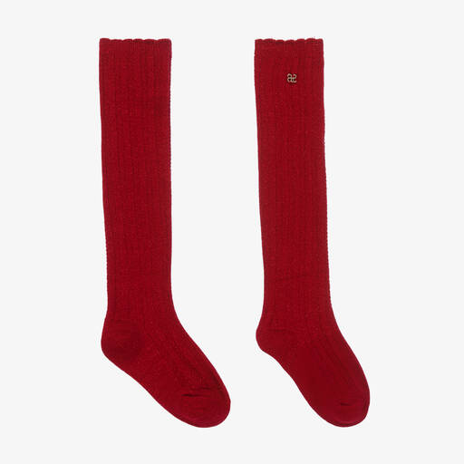Abel & Lula-Girls Red Glittery Knee High Socks | Childrensalon Outlet