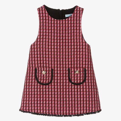 Abel & Lula-Girls Red & Pink Tweed Pinafore Dress | Childrensalon Outlet