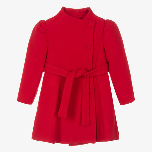 Abel & Lula-Красное шерстяное пальто с поясом для девочек | Childrensalon Outlet