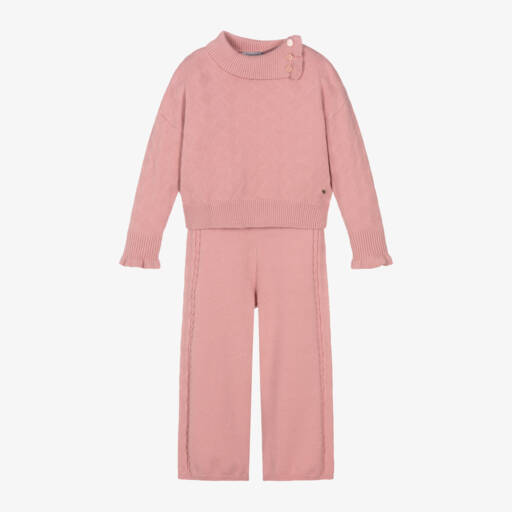 Abel & Lula-Girls Rose Knit Outfit Set | Childrensalon Outlet