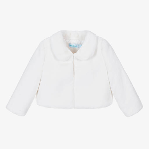 Abel & Lula-Girls White Faux Fur Jacket | Childrensalon Outlet