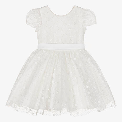 Abel & Lula-Girls White Sequin & Tulle Dress  | Childrensalon Outlet