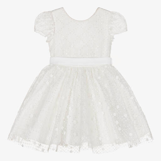 Abel & Lula-Robe blanche en tulle à sequins  | Childrensalon Outlet