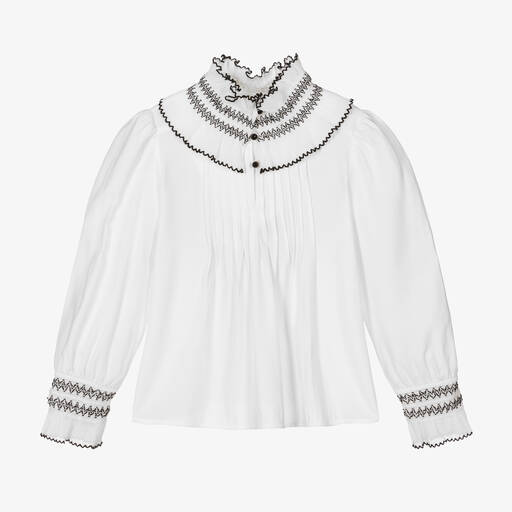 Abel & Lula-Bestickte Bluse aus weißer Viskose für Mädchen | Childrensalon Outlet