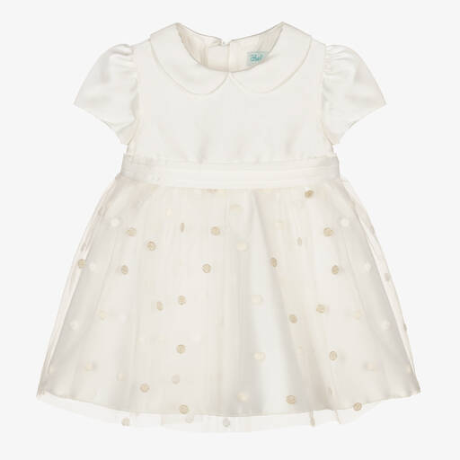 Abel & Lula-Ivory Satin & Tulle Spot Dress | Childrensalon Outlet