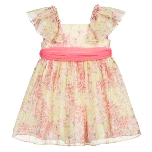 Abel & Lula-Pink & Yellow Chiffon Dress | Childrensalon Outlet
