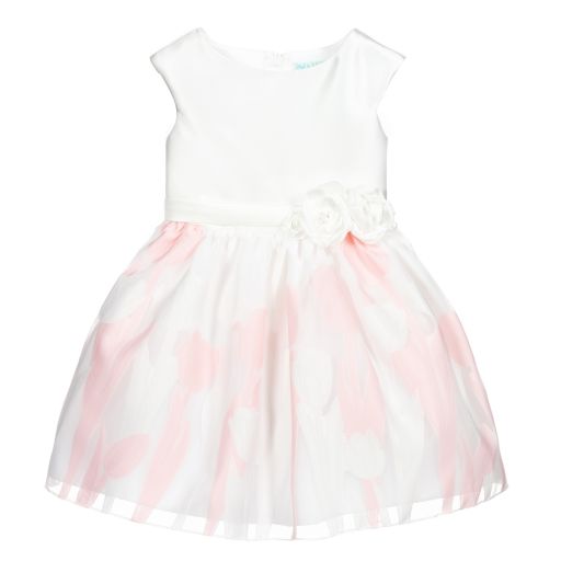 Abel & Lula-White & Pink Satin Dress | Childrensalon Outlet