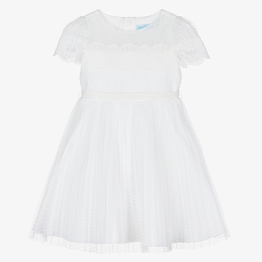 Abel & Lula-White Pleated Tulle Dress | Childrensalon Outlet