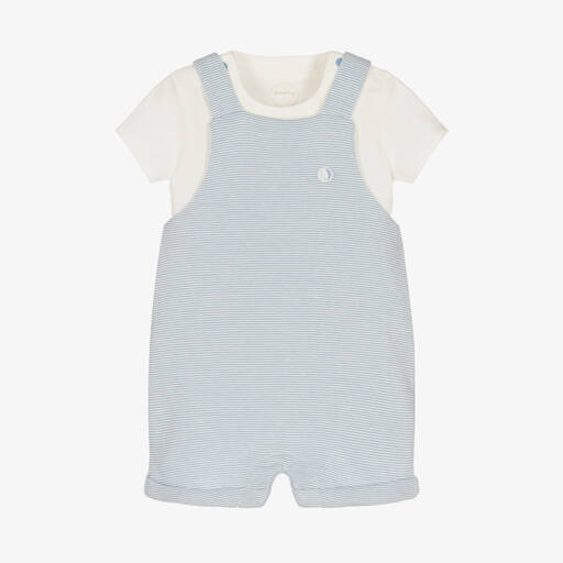 Absorba-Baby Boys Blue Striped Dungaree Set | Childrensalon Outlet