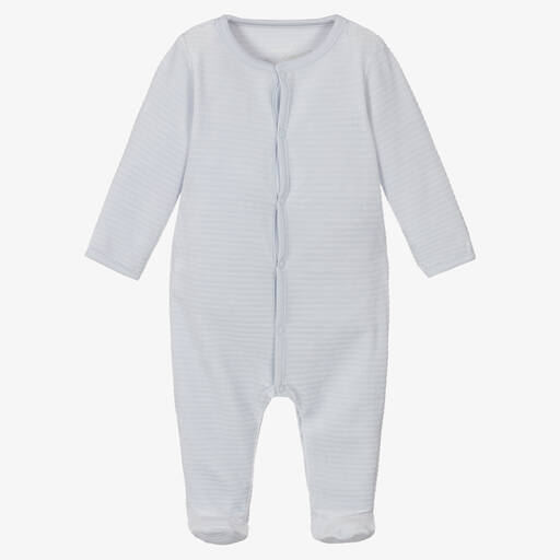 Absorba-Blue Cotton Velour Babygrow | Childrensalon Outlet