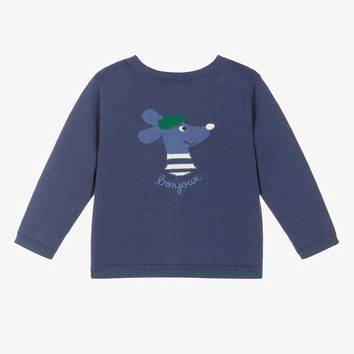 Absorba-Boys Blue Cotton Dog Sweater | Childrensalon Outlet