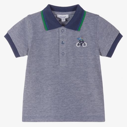 Absorba-Boys Blue Cotton Polo Shirt | Childrensalon Outlet