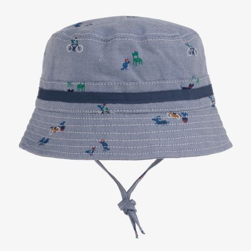 Absorba-Boys Blue Cotton Sun Hat | Childrensalon Outlet