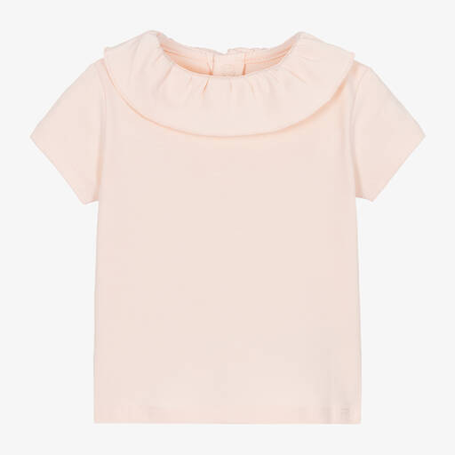 Absorba-Girls Pink Cotton Ruffle Collar T-Shirt | Childrensalon Outlet