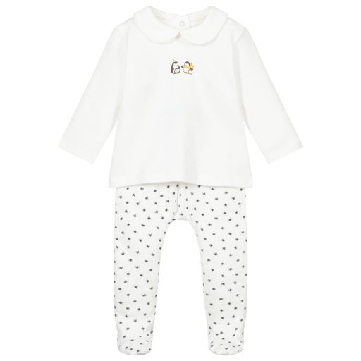 Absorba-Ivory Cotton 2 Piece Babygrow | Childrensalon Outlet