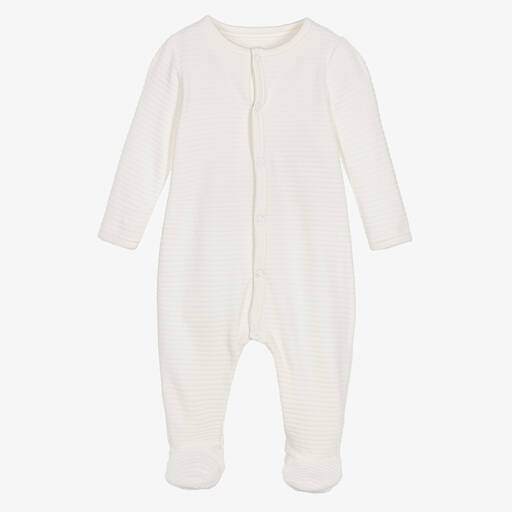 Absorba-Ivory Velour Popper Babygrow | Childrensalon Outlet