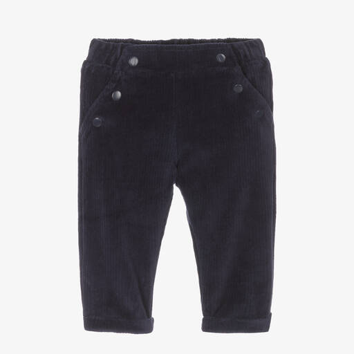 Absorba-Navy Blue Cotton Velour Trousers | Childrensalon Outlet