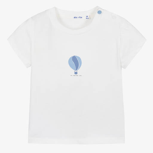 Absorba-Baumwoll-Ballon-T-Shirt weiß/blau | Childrensalon Outlet