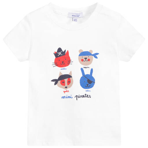 Absorba-White Cotton Pirates T-Shirt | Childrensalon Outlet