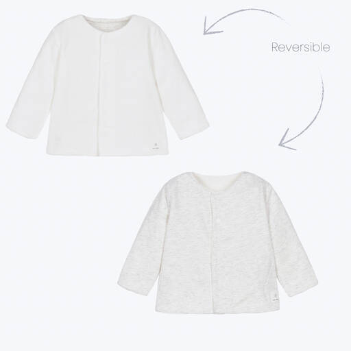 Absorba-Cardigan blanc et gris réversible | Childrensalon Outlet