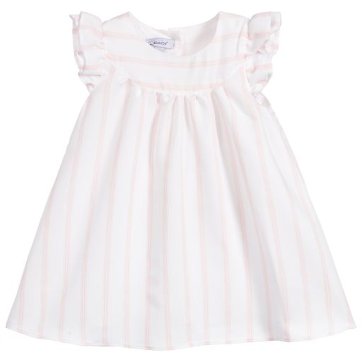 Absorba-White & Pink Stripe Dress | Childrensalon Outlet