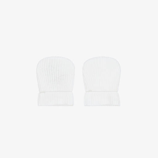 Absorba-White Ribbed Baby Scratch Mittens | Childrensalon Outlet