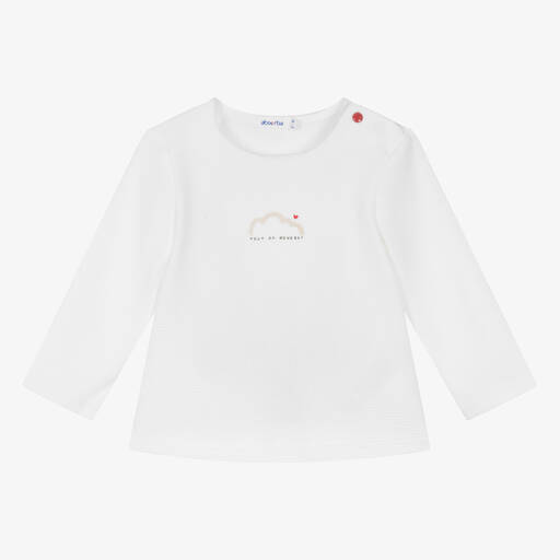 Absorba-توب قطن عضوي محبوك لون أبيض للأطفال | Childrensalon Outlet