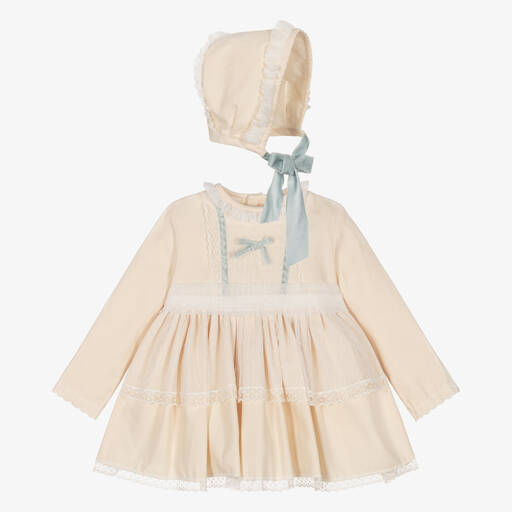 Abuela Tata-Baby Girls Ivory Cotton & Lace Dress Set | Childrensalon Outlet