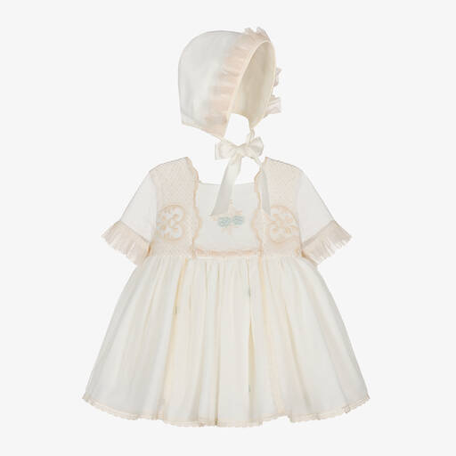 Abuela Tata-Baby Girls Ivory Embroidered Tulle Dress Set | Childrensalon Outlet
