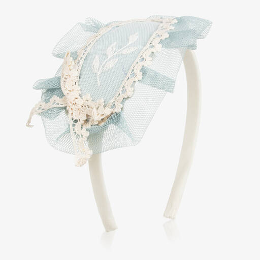 Abuela Tata-Girls Blue Tulle & Lace Hairband | Childrensalon Outlet