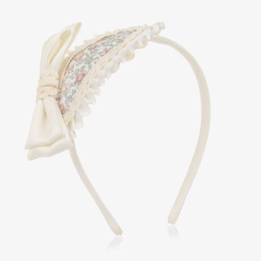 Abuela Tata-Girls Cream Floral Headband | Childrensalon Outlet