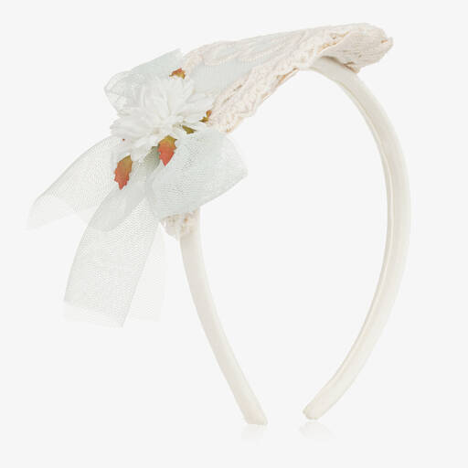 Abuela Tata-Girls Green Tulle & Lace Hairband | Childrensalon Outlet