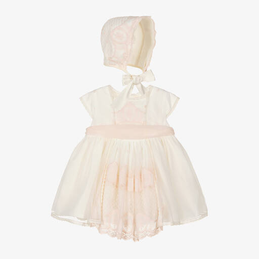 Abuela Tata-Girls Ivory & Pink Tulle Dress Set | Childrensalon Outlet