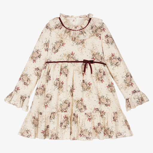 Abuela Tata-Girls Ivory & Red Floral Dress | Childrensalon Outlet
