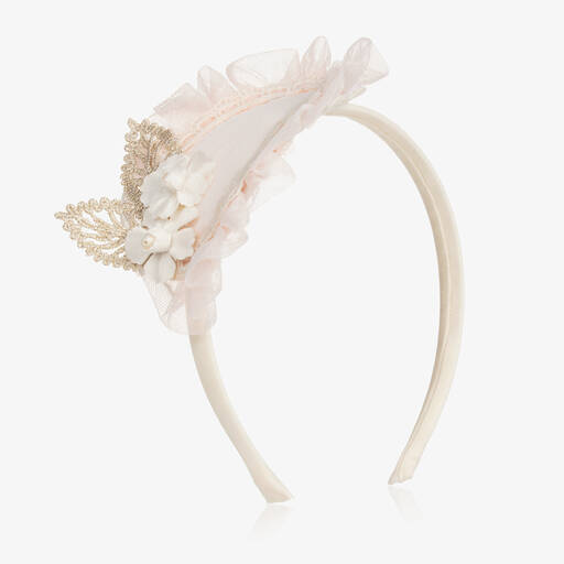 Abuela Tata-Girls Pink Lace Flower Hairband | Childrensalon Outlet