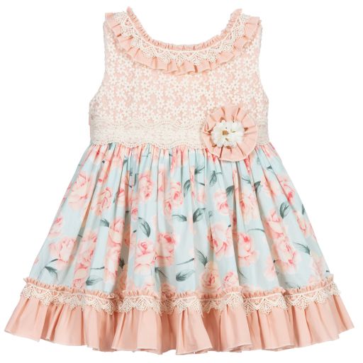 Abuela Tata-Розово-голубое платье с цветами | Childrensalon Outlet