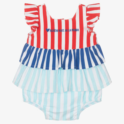 Agatha Ruiz de la Prada-Baby Girls Blue Striped Cotton Shortie | Childrensalon Outlet