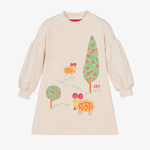 Agatha Ruiz de la Prada-Girls Beige Sweatshirt Dress With Print | Childrensalon Outlet