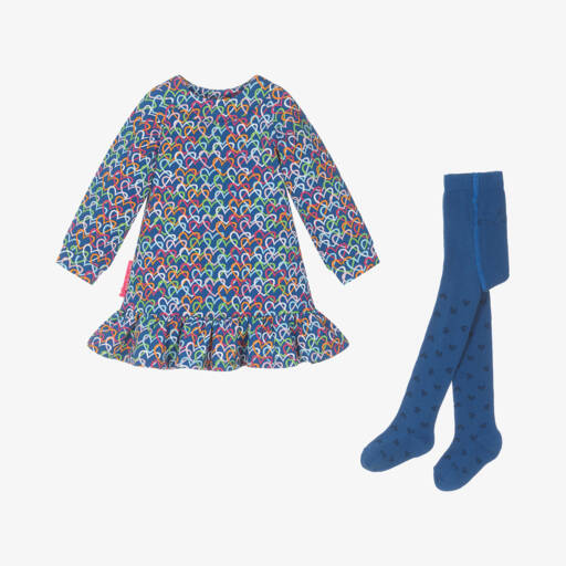 Agatha Ruiz de la Prada-Girls Blue Heart Jersey Dress Set | Childrensalon Outlet