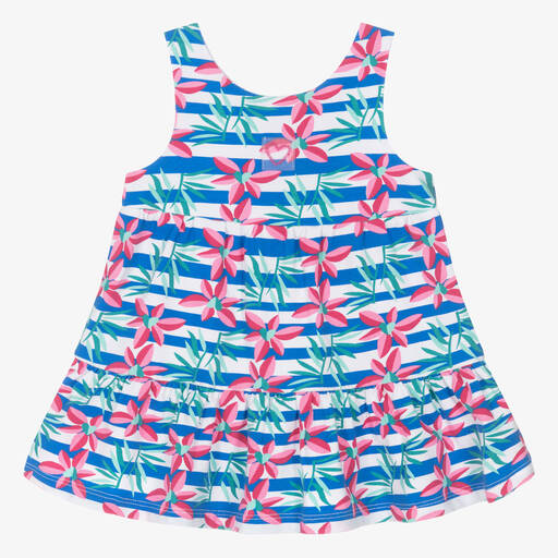 Agatha Ruiz de la Prada-Girls Blue Striped & Floral Print Dress | Childrensalon Outlet