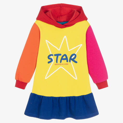 Agatha Ruiz de la Prada-Платье с цветовыми блоками с капюшоном для девочек | Childrensalon Outlet