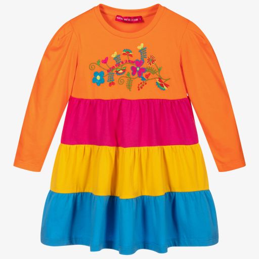Agatha Ruiz de la Prada-فستان قطن لون برتقالي للبنات | Childrensalon Outlet