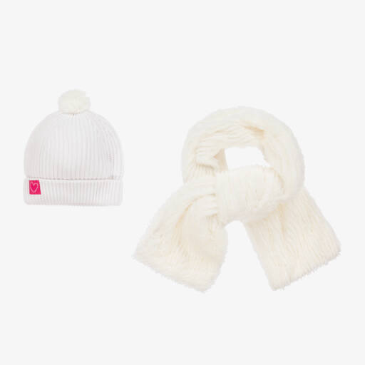 Agatha Ruiz de la Prada-Girls Cream Knit Hat & Scarf Duo | Childrensalon Outlet