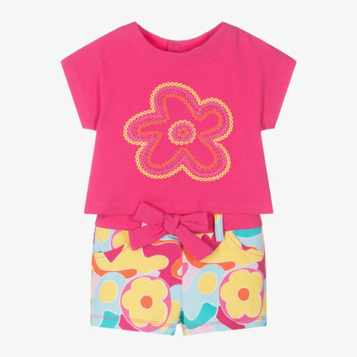 Agatha Ruiz de la Prada-Girls Floral Pink Cotton Shorts Set | Childrensalon Outlet