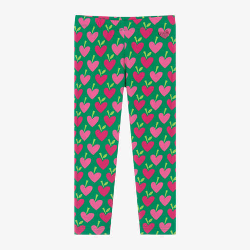 Agatha Ruiz de la Prada-Girls Green Heart Pattern Leggings | Childrensalon Outlet