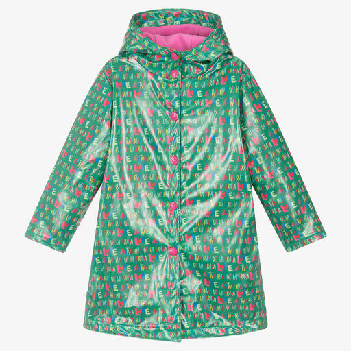 Agatha Ruiz de la Prada-Girls Green Hooded Raincoat | Childrensalon Outlet