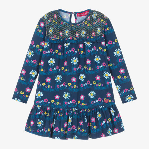 Agatha Ruiz de la Prada-فستان بطبعة دايزي قطن لون كحلي | Childrensalon Outlet