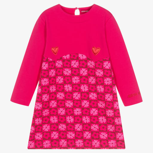 Agatha Ruiz de la Prada-فستان قطن جيرسي لون زهري | Childrensalon Outlet
