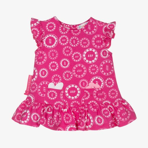 Agatha Ruiz de la Prada-Girls Pink Cotton Logo Dress  | Childrensalon Outlet